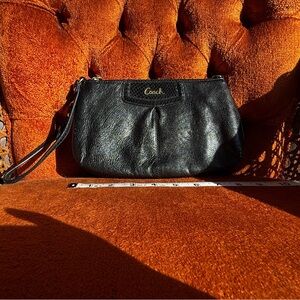 Coach Black Leather Clutch Wristlet